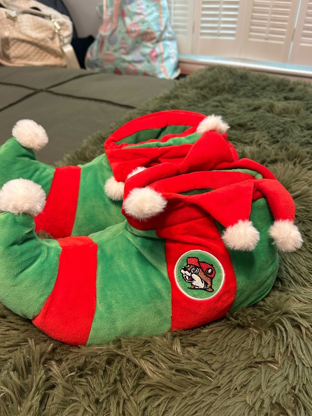 Women’s Elf Slippers - Green & Red